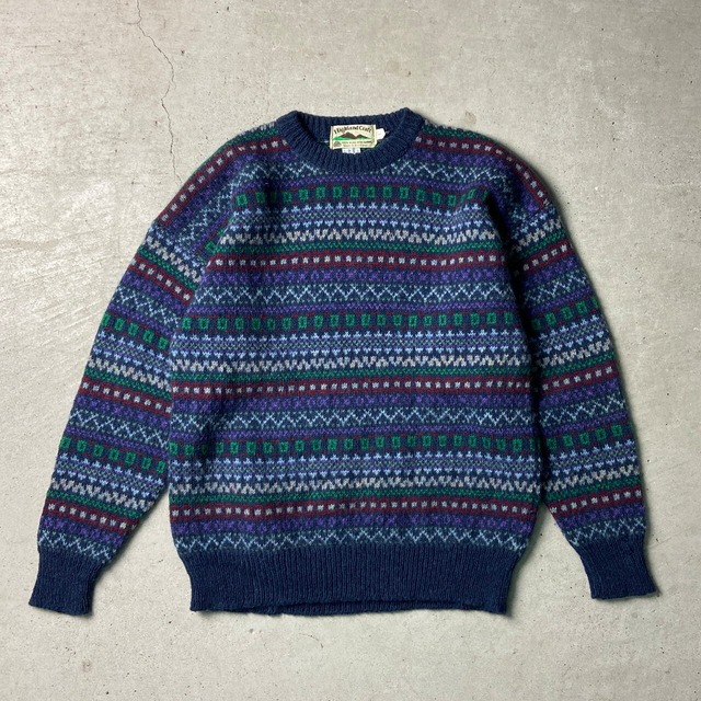 スコットランド製 Highland Craft ウール ニットセーター ノルディック 
