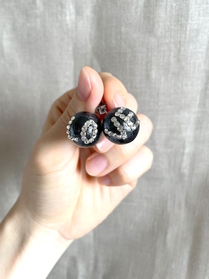 Cotton Pearl LOVE Earrings Black