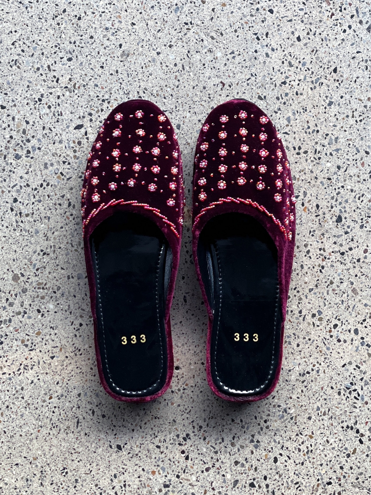 Velor sandals（Burgundy・Dot）