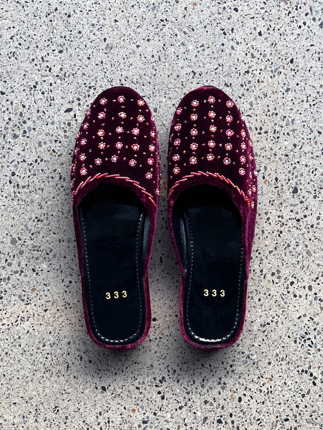 Velor sandals（Burgundy・Dot）