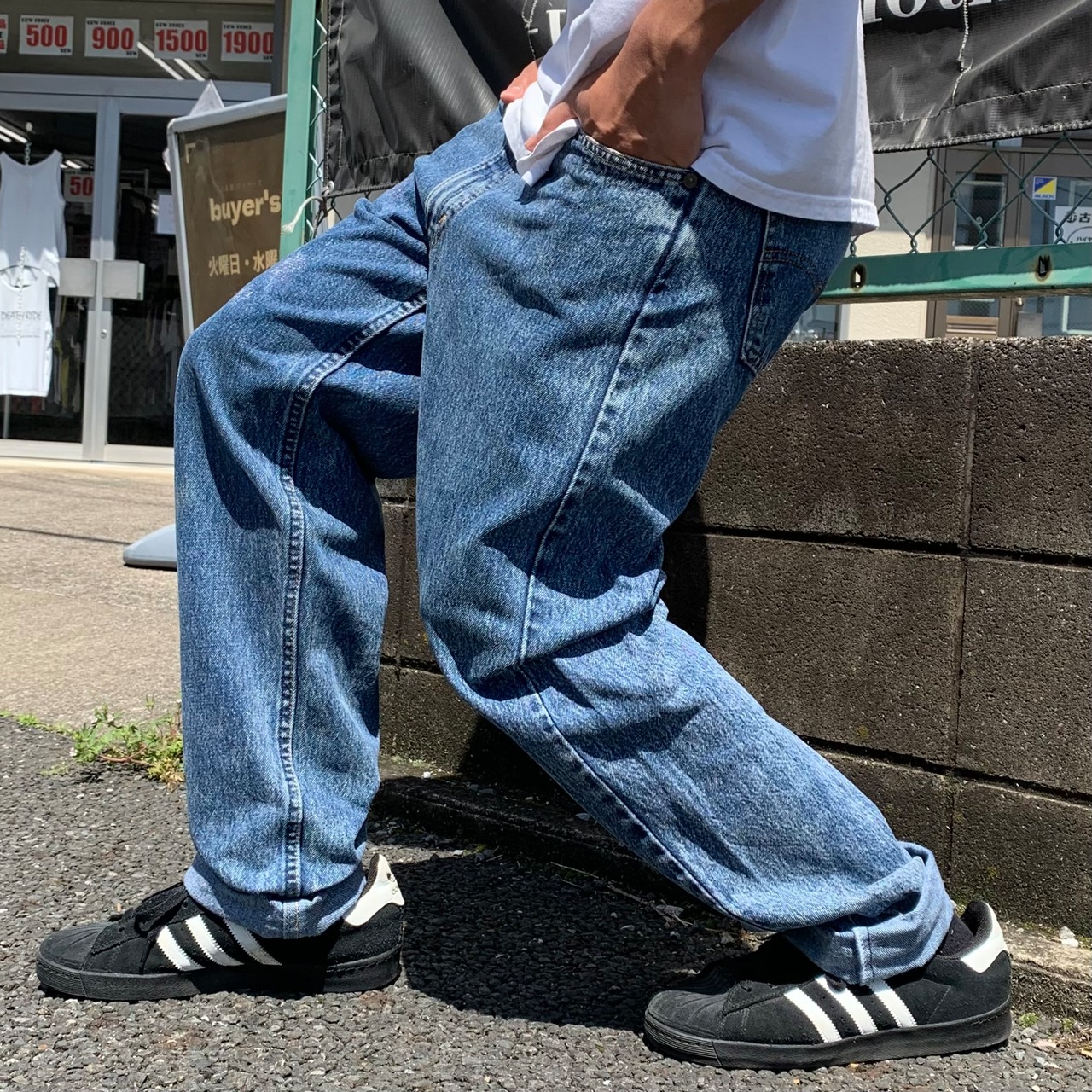 90s USA製 リーバイス505 デニムパンツ ダメージデニム テーパード W34 