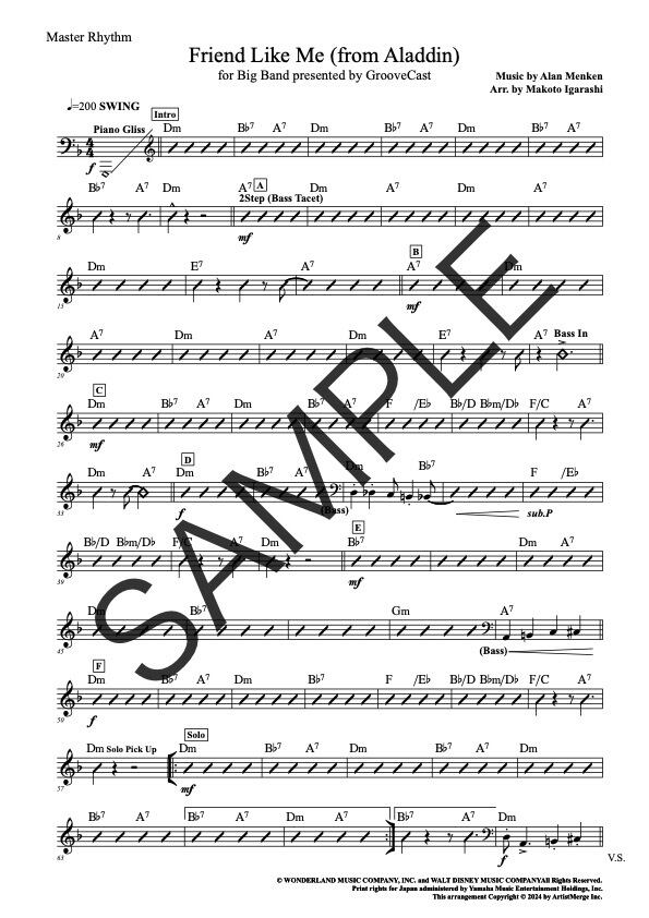 Friend Like Me (from Aladdin)」ビッグバンド用楽譜 | GrooveCast