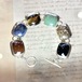 Vintage Taxco Stone Silver Chain Bracelet [MEXICO SILVER & Multi Gems] Square Heavy Design