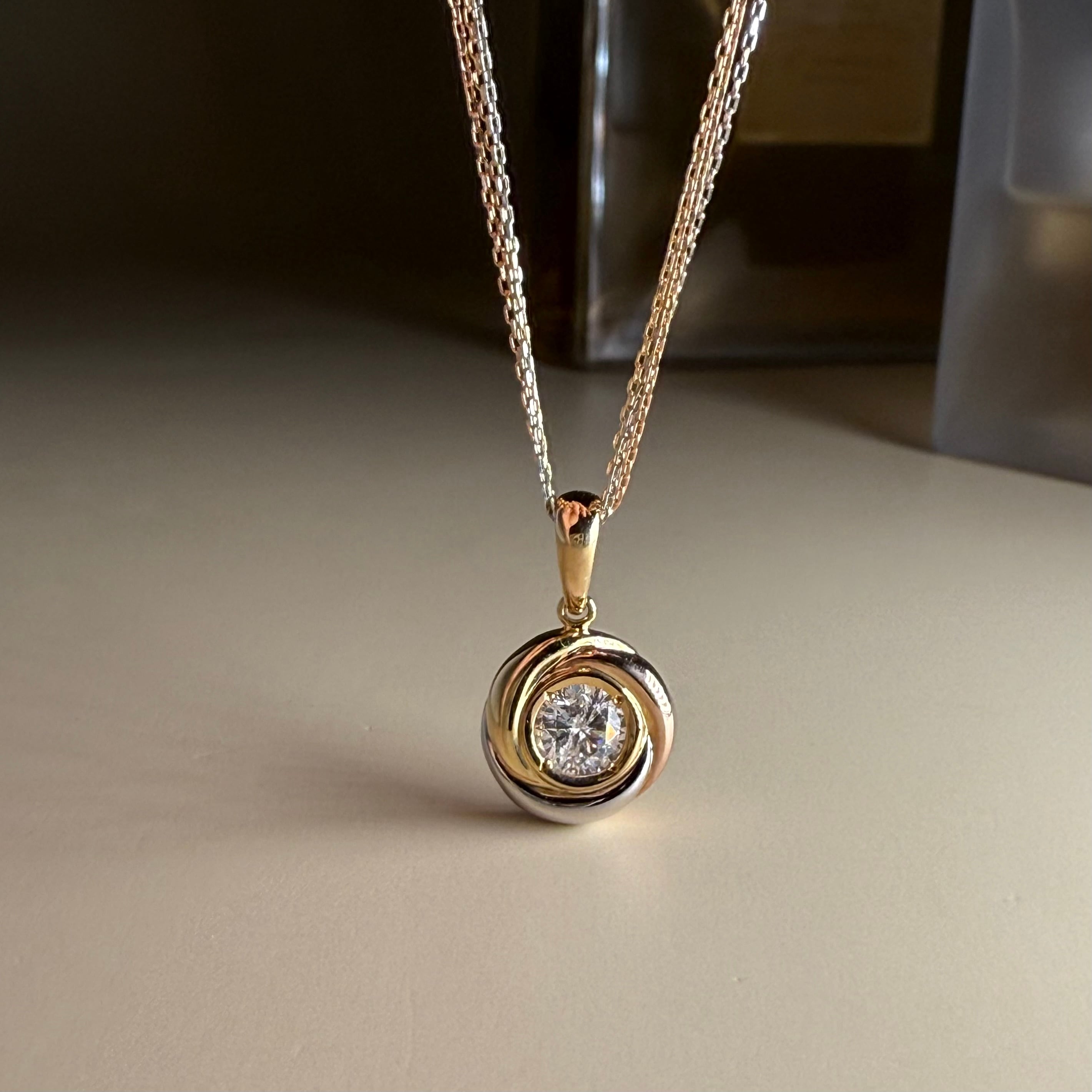 ダイヤモンド 3カラー ペンダント 0.527ct K18YG/PG/PT チェカ 鑑別