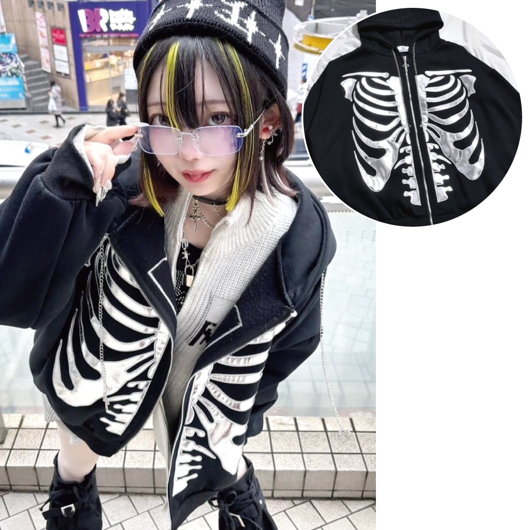 メタルBONE ZIPパーカー(裏起毛) | VOLCAN&APHRODITE