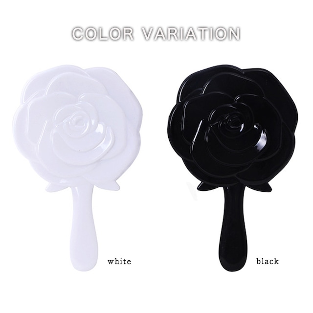 手鏡 鏡 化粧鏡 手持ち ハンドミラー ローズデザイン 薔薇 ローズハンドミラー おしゃれ かわいい メイク雑貨 メイク道具 化粧雑貨 ブラック ホワイト 立体バラ 立体ローズ 黒 白 コンパクト Wtch31