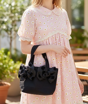 FINAL SALE★bg0263- キャンバストートS《ドットチュールリボン2p》