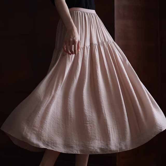 シアーギャザーティアードフレアースカート　　1260