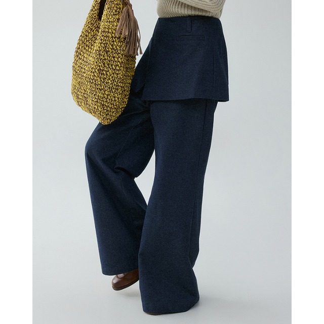 wrap-style high-waist flare pants　J00139