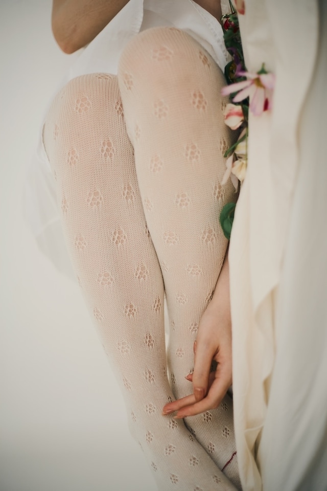 North pole Lyocell tights col.Floral white