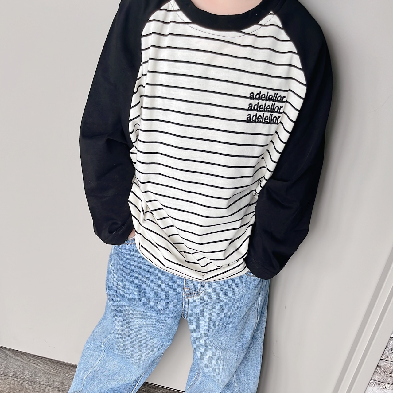 border raglan long tee