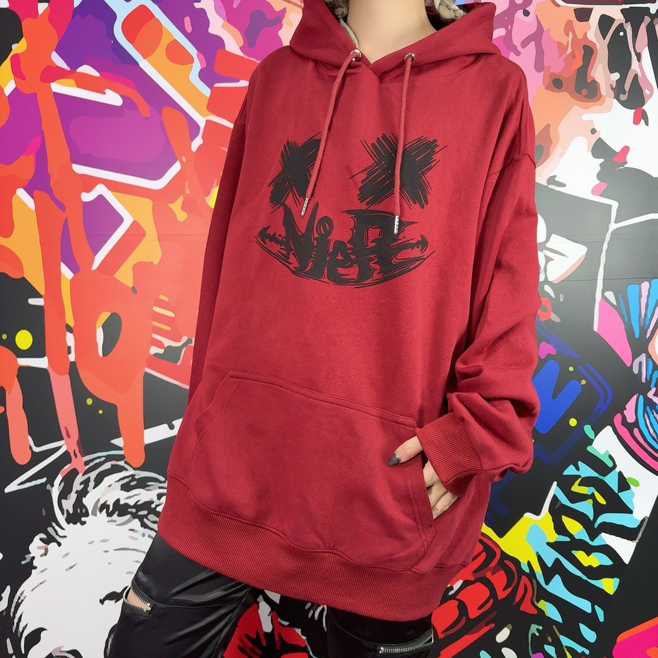CRIMSON CRAZE HOODIE【FACE LOGO】 | NIER CLOTHING