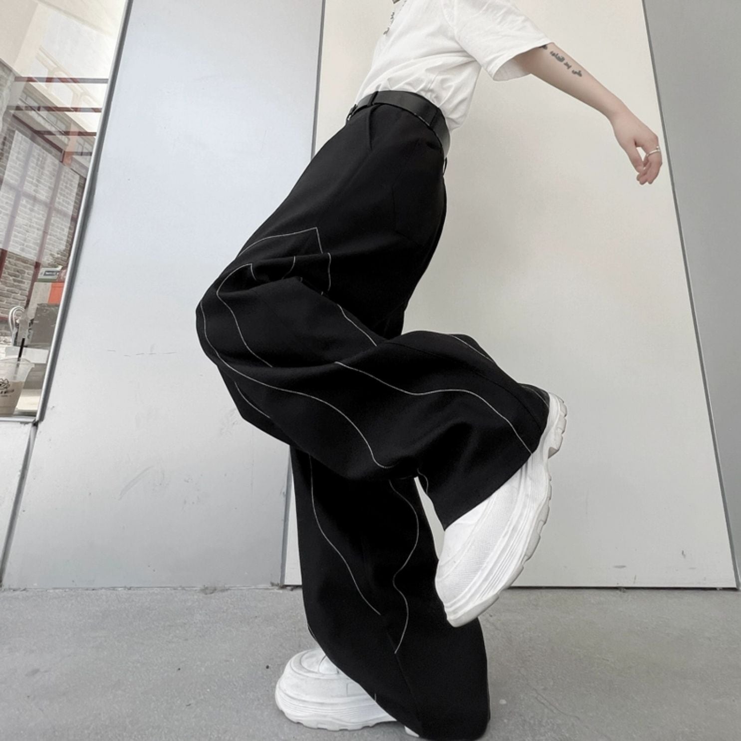 Dark drape suit pants