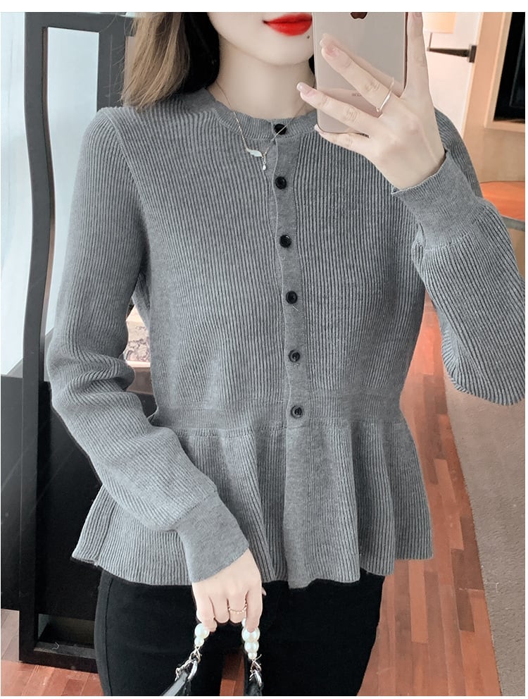 お値下げできます　TONAL ペプラムニットカーデ　グレー SALON adam et ropé(サロン アダム エ ロペ) / 【WEB限定】Vネック