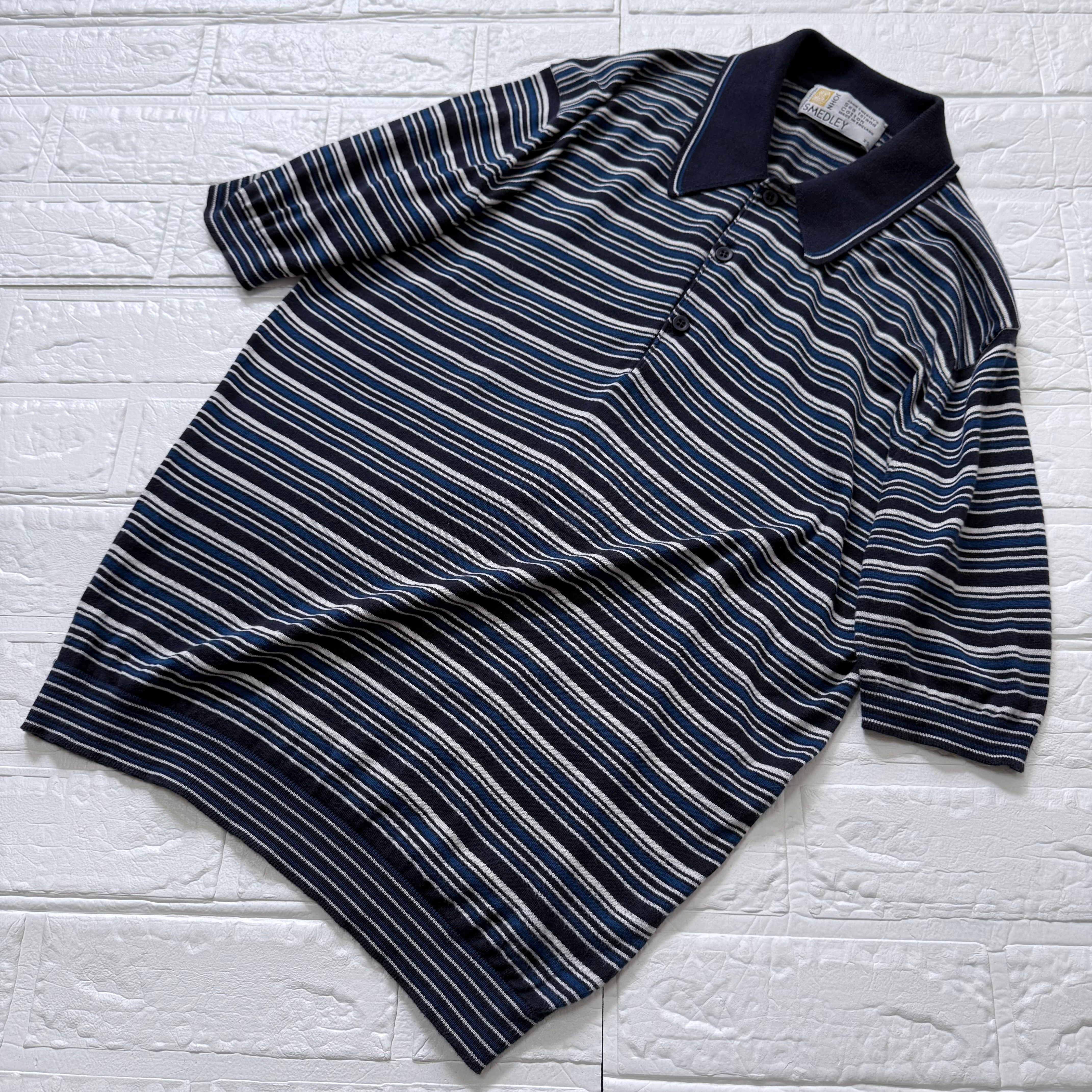 JOHN SMEDLEY 旧タグ シーアイランドコットン マルチボーダー 半袖