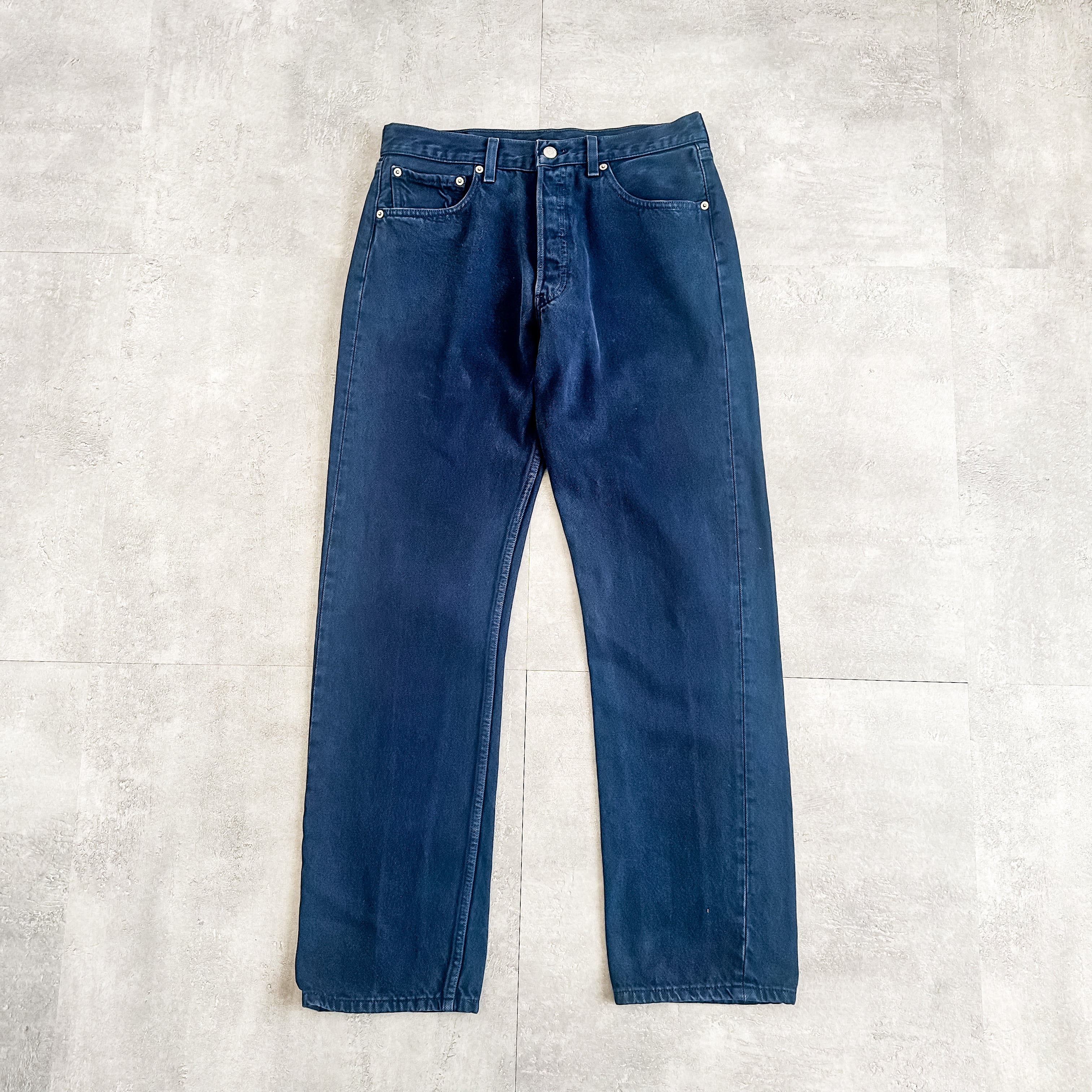 90s USA製 SOLO SEMORE デニムショーツ 34 濃紺 バギーショーツ ワイド