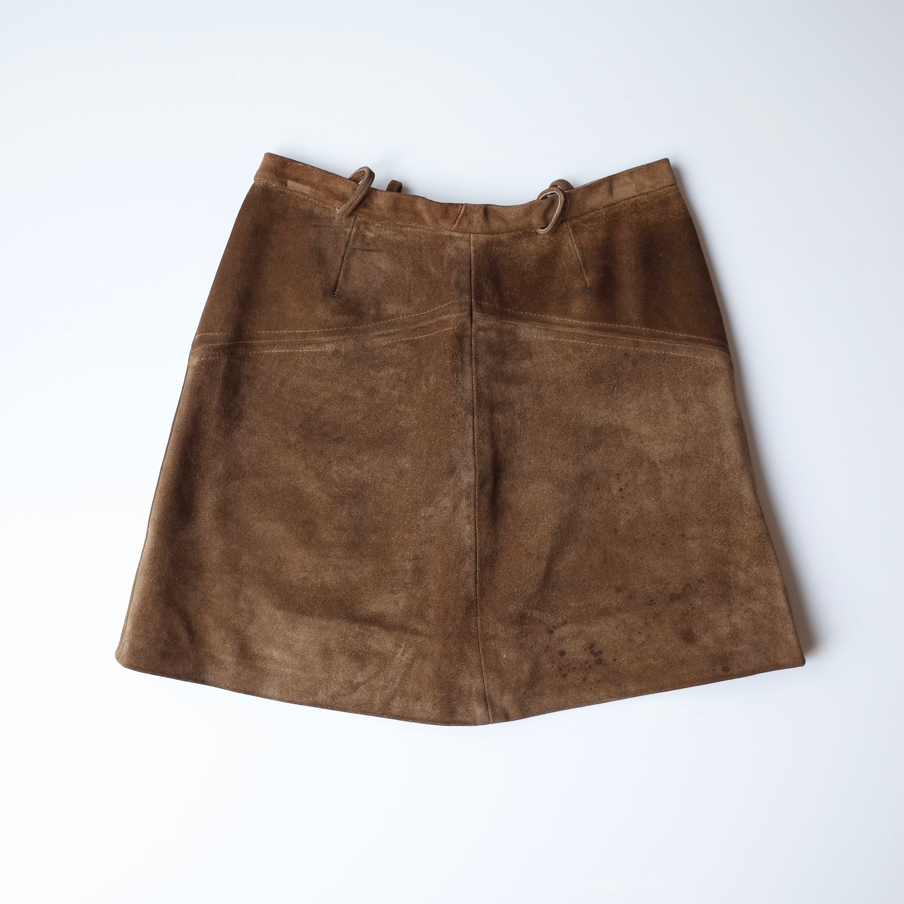 Suede leather skirt