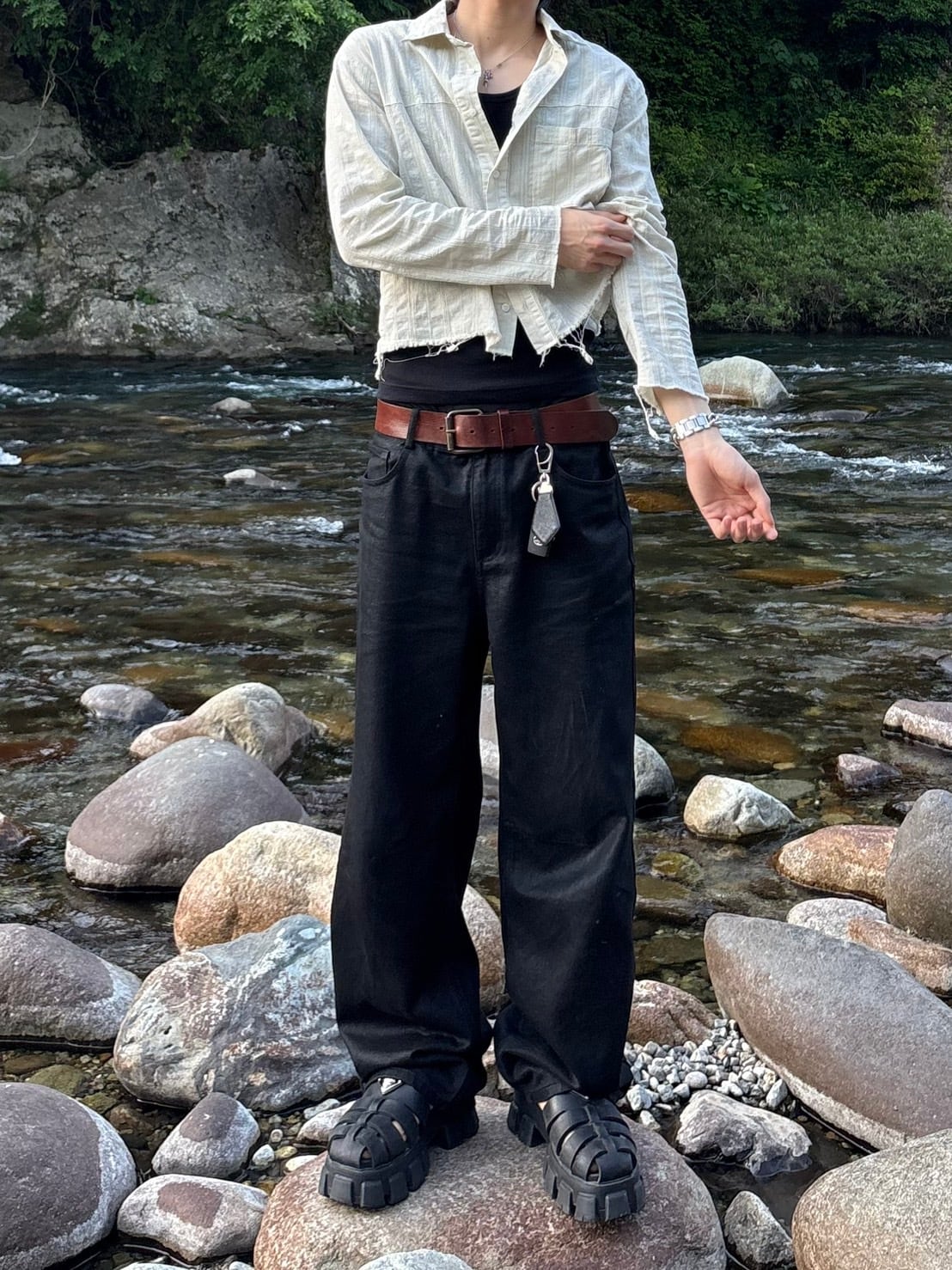 即納】RADIANT Straight lubecoating denim | 韓国ファッション