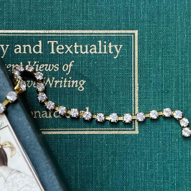 vintage《真鍮　チェーン》 ／クリア　スワロフスキー　約3mm　7.5cm