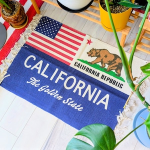 【 CALIFORNIA REPUBLIC ( カリフォルニア州 ) 】 カリフォルニア州旗デザイン / COTTON MAT / コットンマット/ Floor Mat / フロアマット〚アメリカン雑貨 アメトイ〛