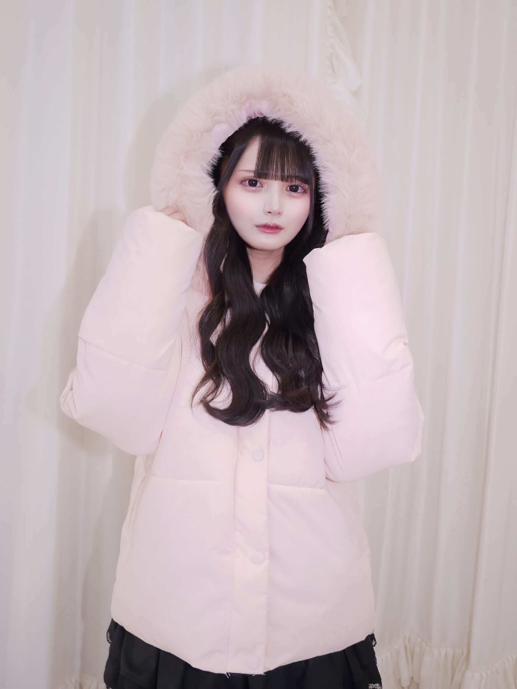 milky pink down jacket