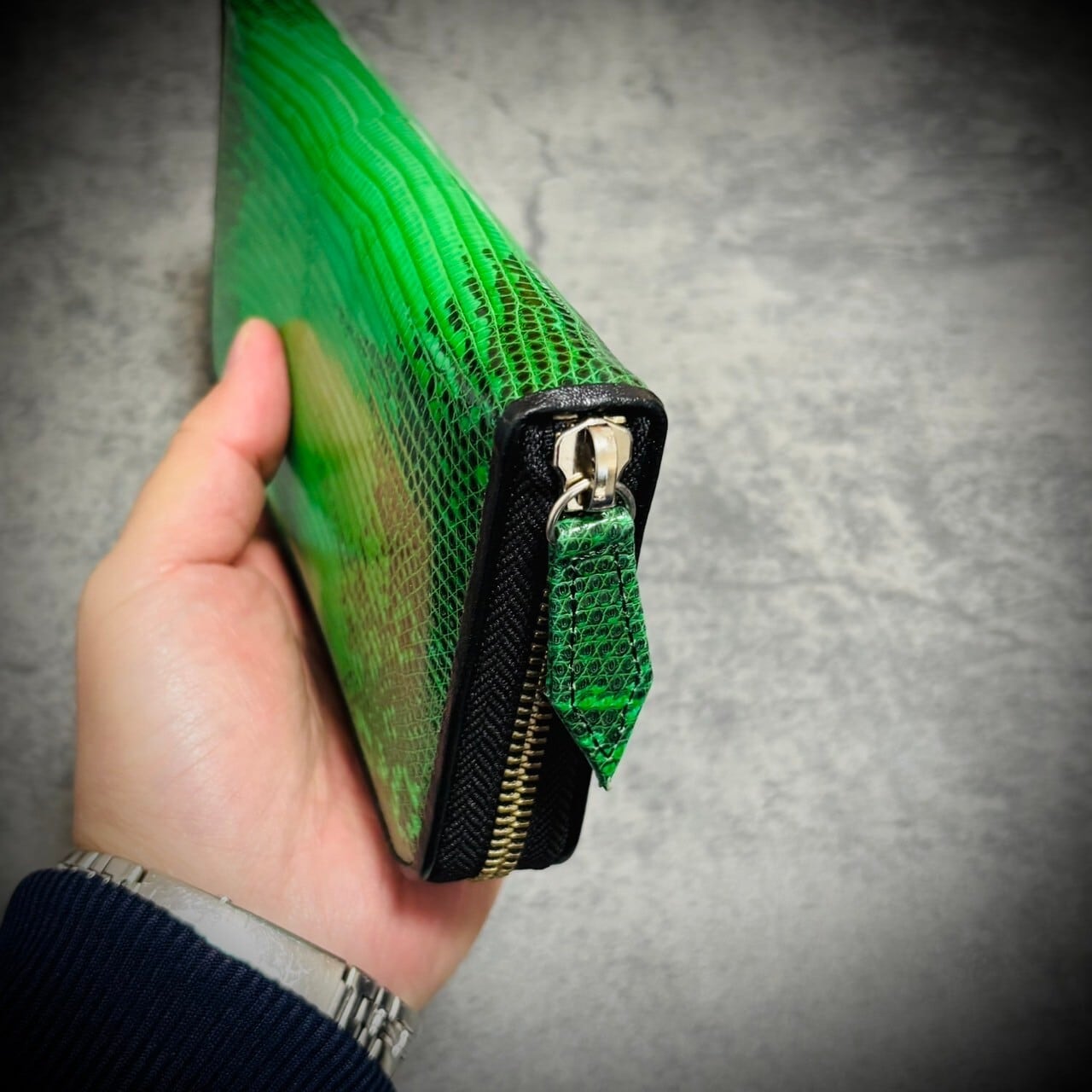 リザード 長財布 シャイニング加工 大容量 カード１５枚 トカゲ グリーン 緑 リザード 長財布 シャイニング加工 大容量 カード15枚 トカゲ