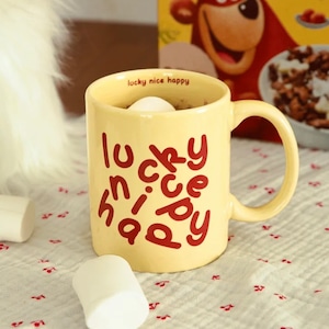 lucky rose lettering mug 2types / ラッキー ローズ レタリング マグカップ コップ 韓国雑貨