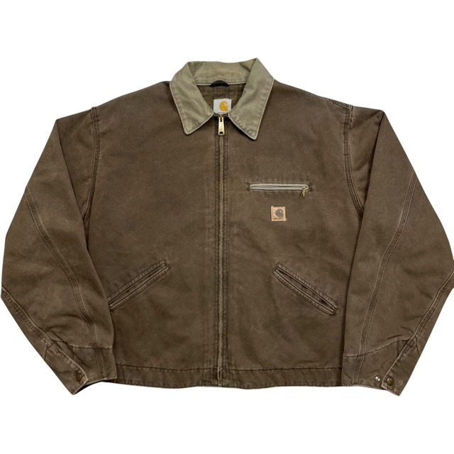 《XL》Carhartt カーハート デトロイトジャケット フェード 胸ポケット ブラウン USA製 no.10567