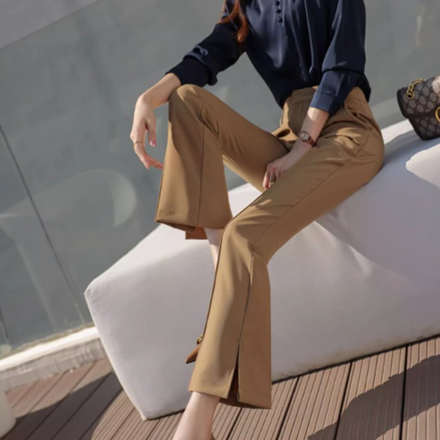 ハイウエストスリットフレアパンツ（4color） A0838