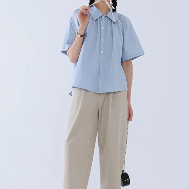 シャーリング半袖シャツ