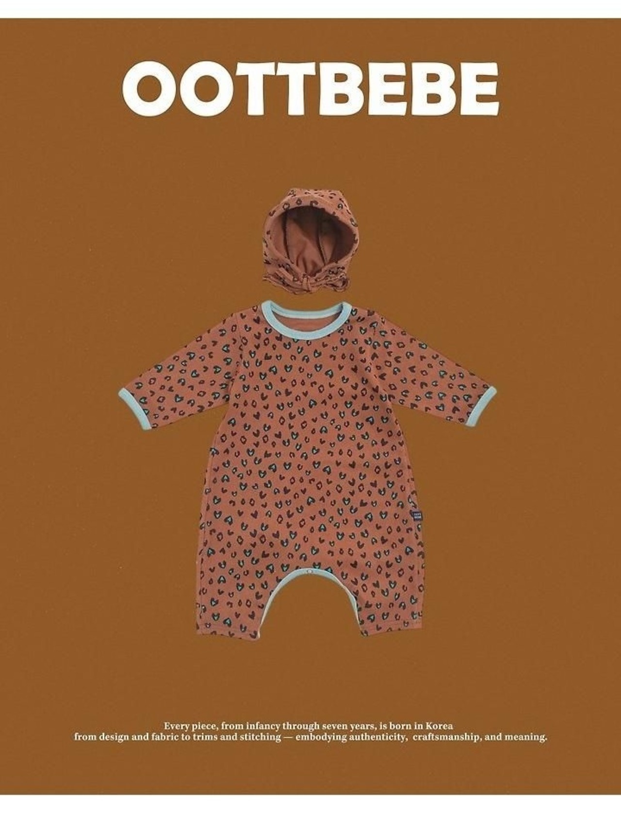 韓国子供服 / 26winter / oottbebe / ハートレオパードベビースーツ(ボンネットセット) / ベビー / 冬服 *S~M*