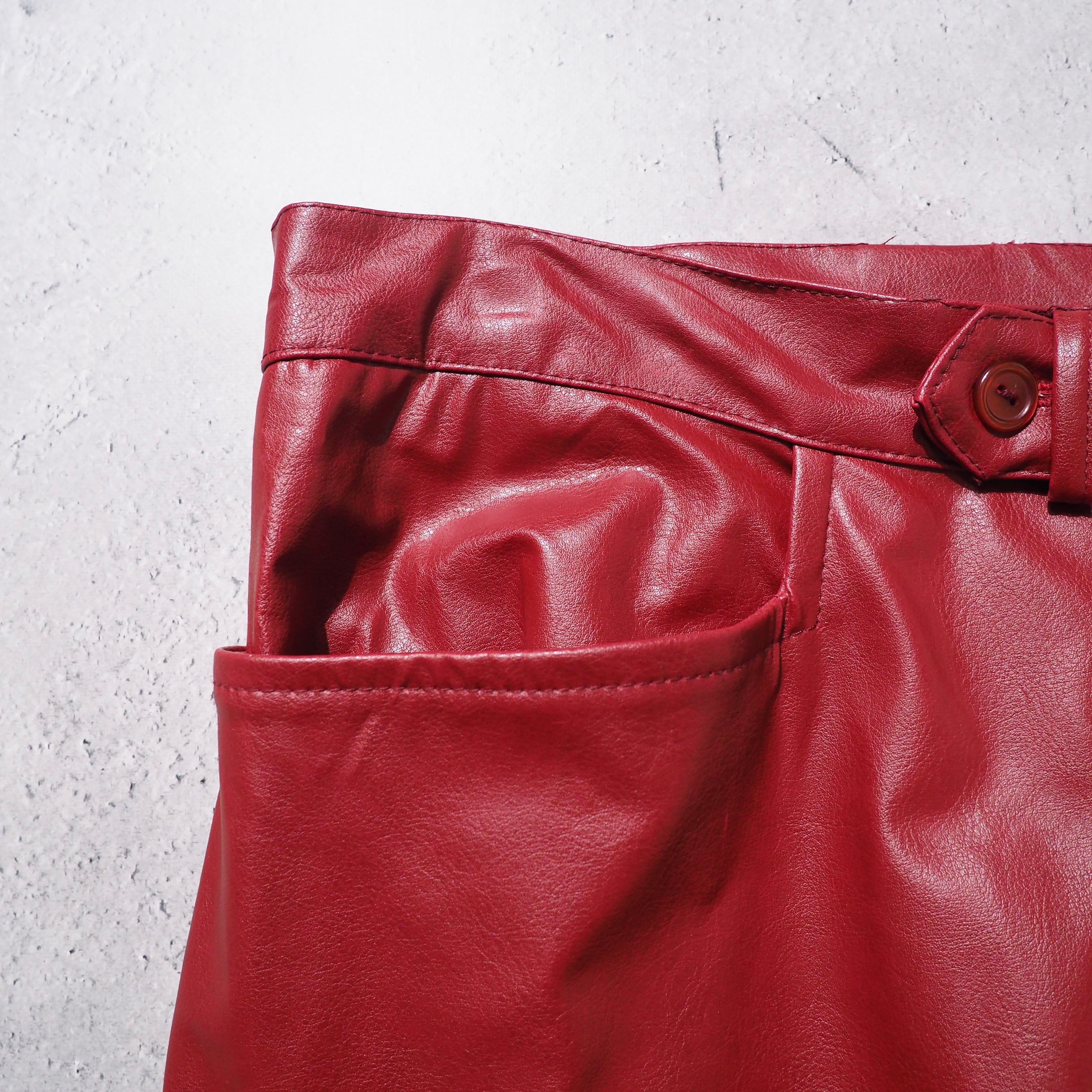 " Made in USA " Beautiful Blood Red color vintage Fake leather pants