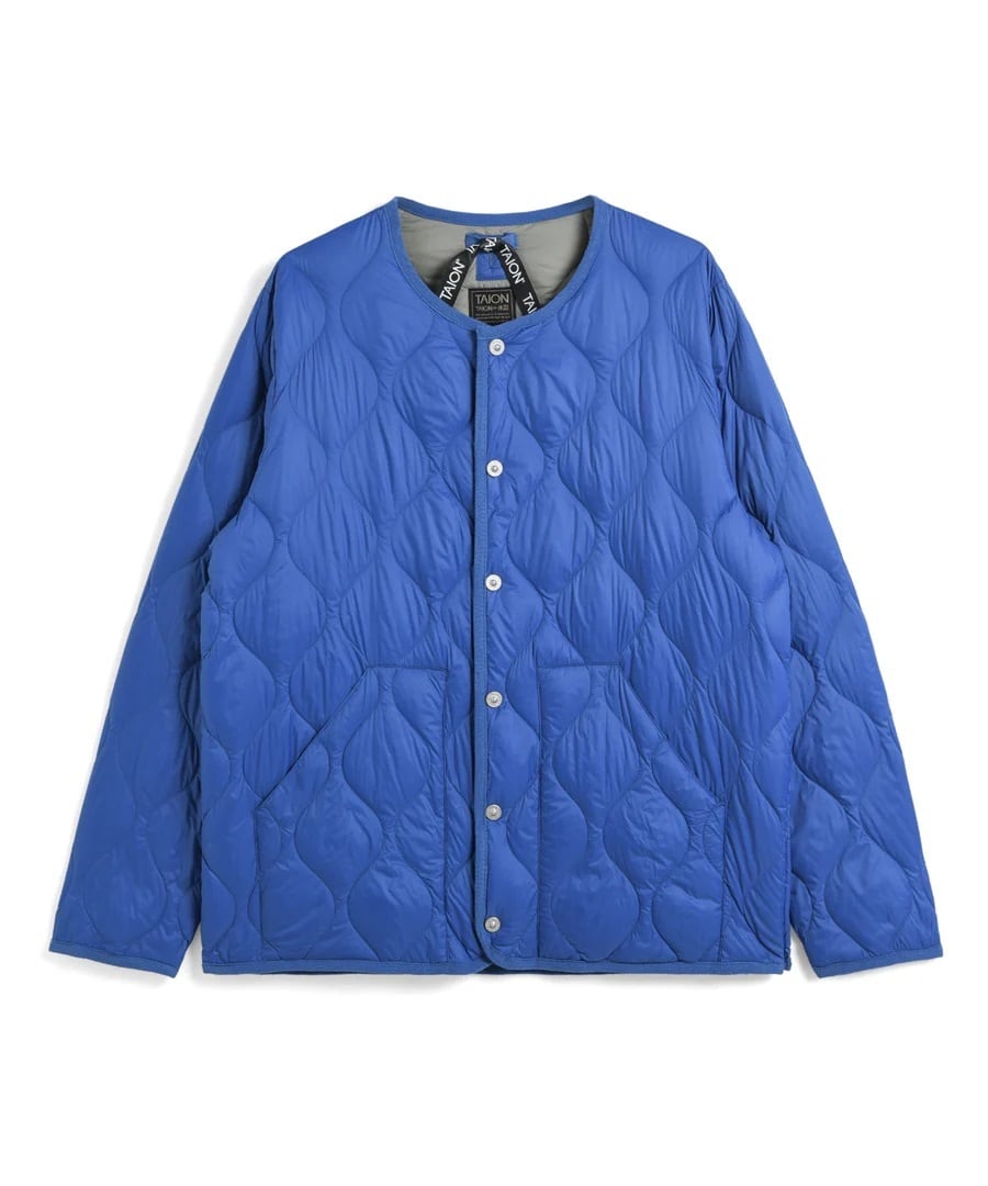 TAION (タイオン) - MILITARY CREW NECK DOWN JACKET (ミリタリークルーネックダウンジャケット ソフトシェル) ユニセックス コバルト