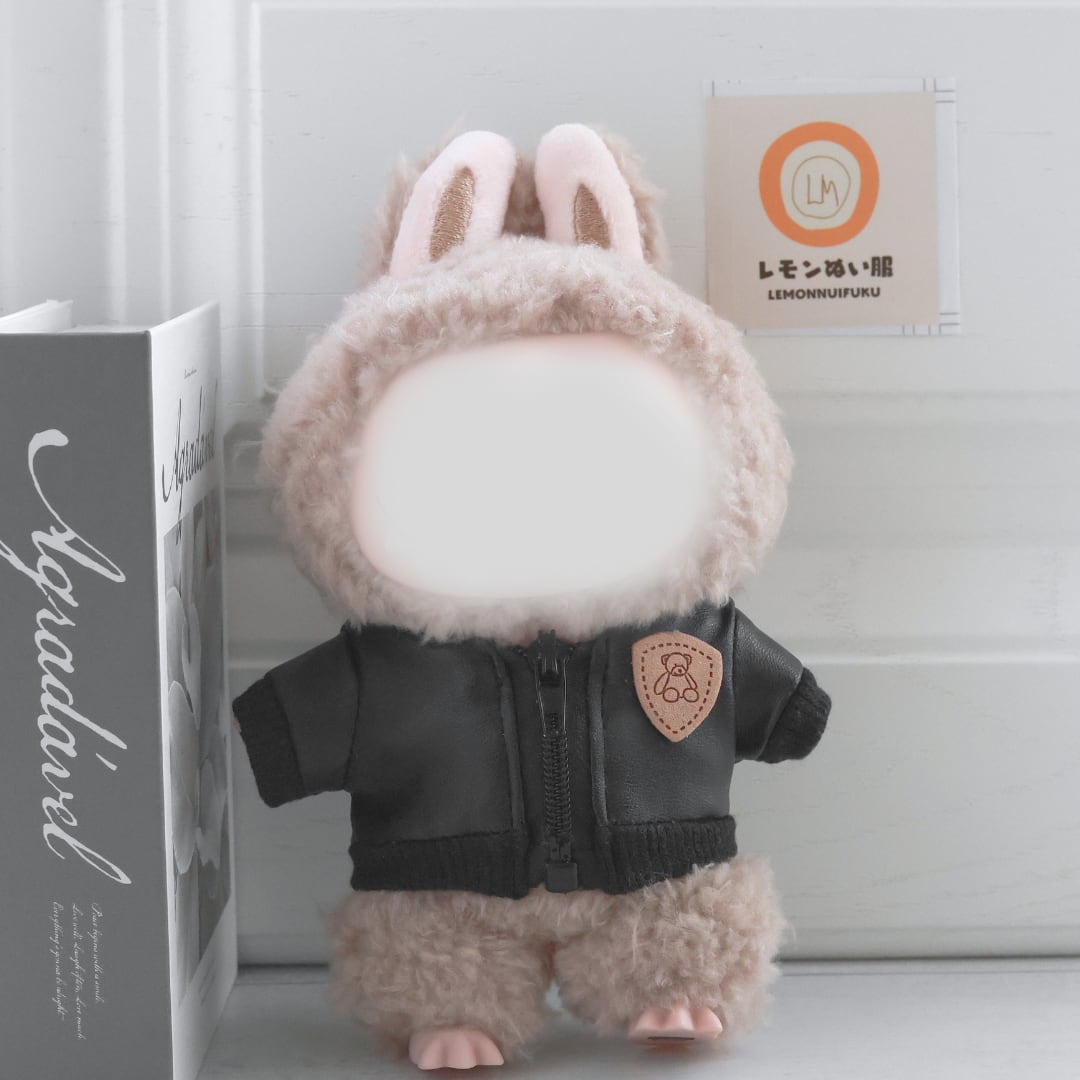 10cm 12cm 着せ替え ぬい服 レザージャケット ラブブ ぬいぐるみ服