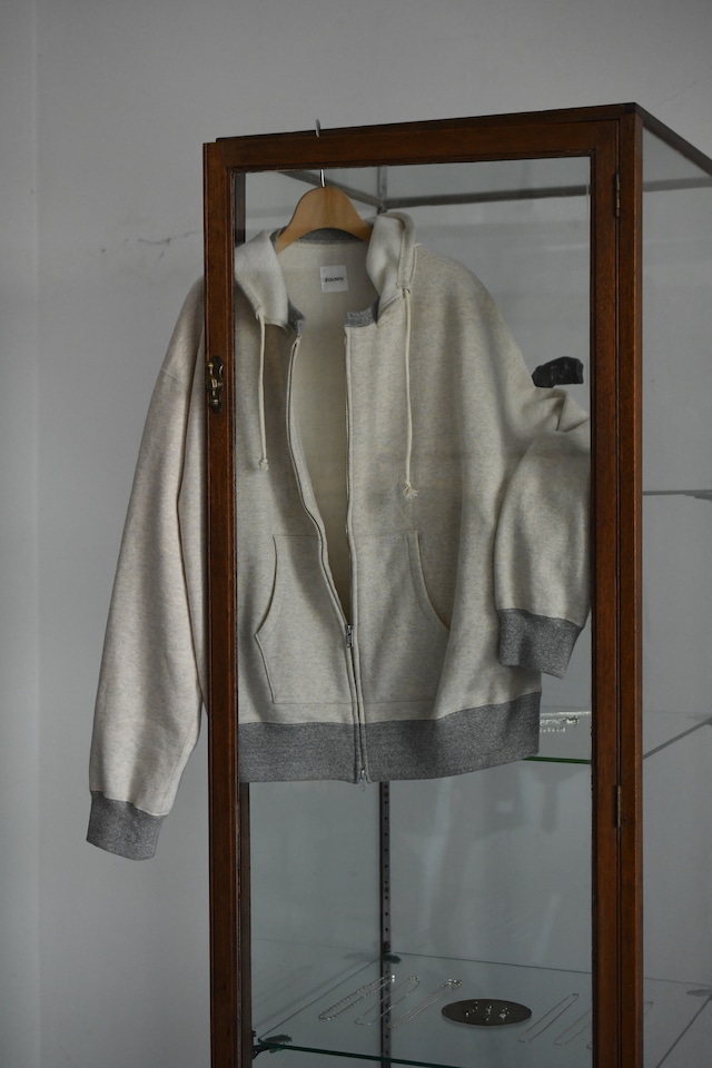 BISOWN / AFTER HOODIE ZIP UP SWEAT (TOP GRAY × OATMEAL)