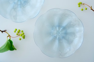 能登島ガラス工房 能登藍 花モール皿