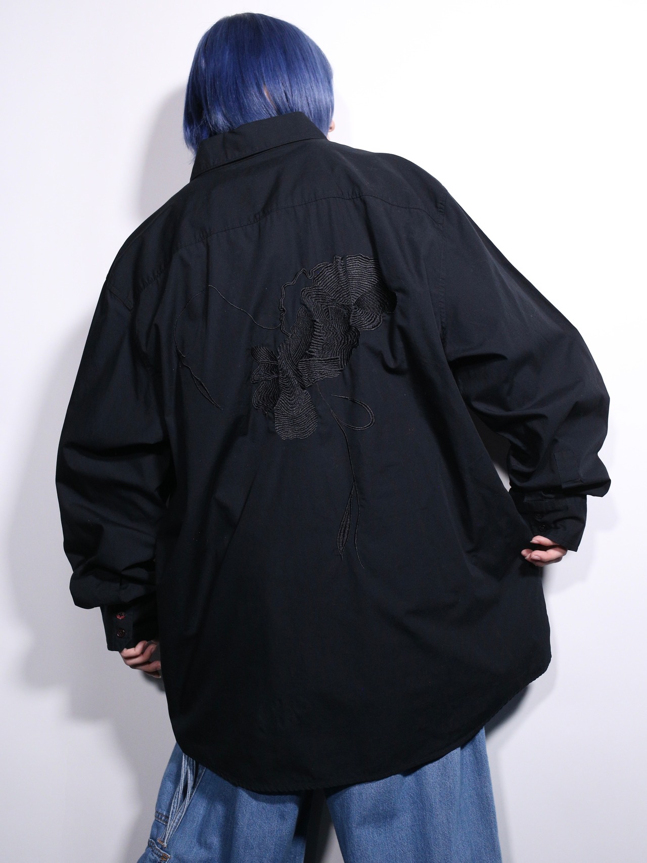 "刺繍" front and back big design XXL over silhouette shirt - 6