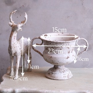 mondimanche ブリキ植木鉢　シャビーハンドルカップMW　UF656|1~2ポット植え込みのシャビーシックな鉢　お玄関がオシャレに変わります