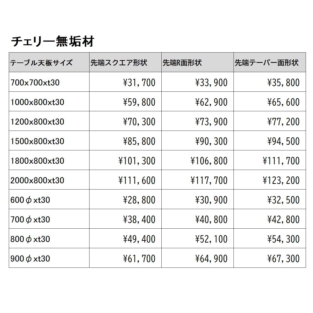 [サイズ・形状オーダー]チェリー無垢材テーブル天板