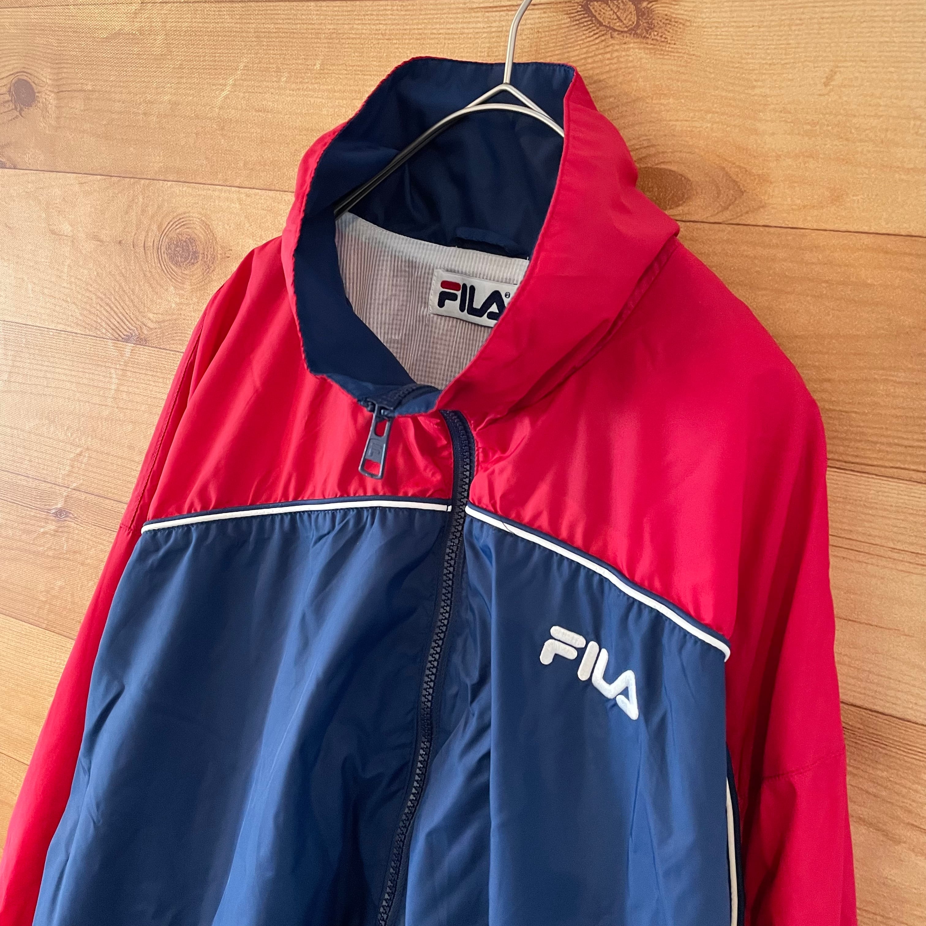 FILA】マカウ製 ナイロンジャケット 刺繍ロゴ 切替 バイカラー フィラ ...