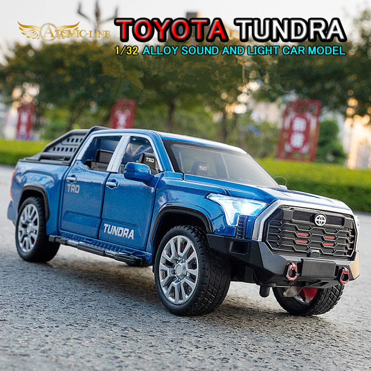 トヨタ TUNDRA タンドラ 1/32 ミニカー 全4色 ライト点灯 エンジンサウンド 合金モデル 模型 ジオラマ