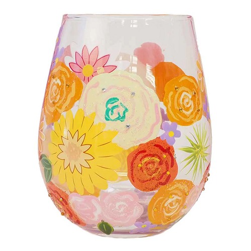 【Lolita】グラス ワイングラス BOUQUET IN BLOOM 咲く花束 花 ライトグリーン+マルチ l0013-6008784