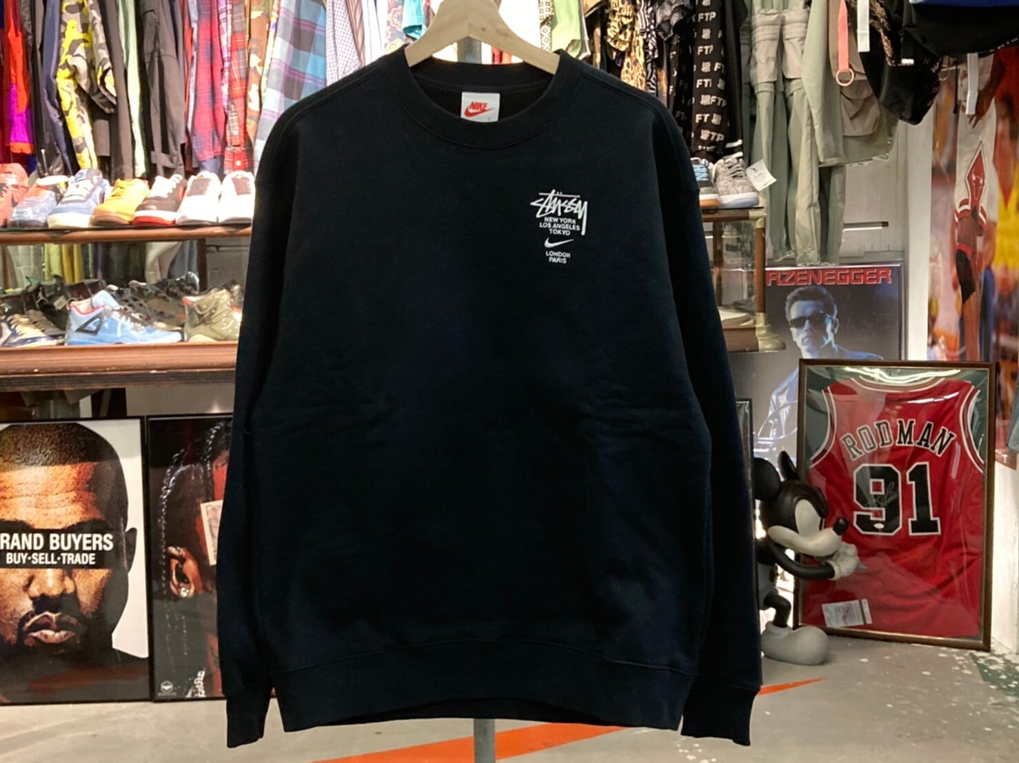 STUSSY × NIKE NRG ZR CREW FLEECE BLACK SMALL 53743 | BRAND BUYERS ...