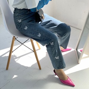 side butterfly stitch high-waist denim_LN0841