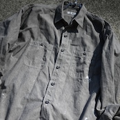 INTERIM / MILK PAINT VINTAGE WASH BLACK SHUTTLE CHAMBRAY HYPER BIG US NAVY WORK SHIRT TYPE2