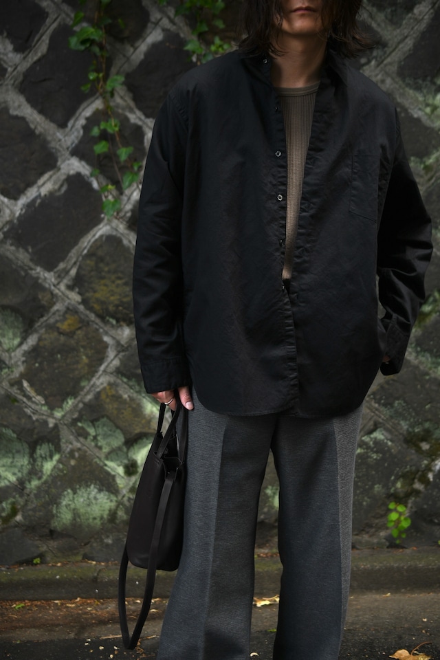 CIOTA / Regular Collar Long Sleeve shirt (Cotton Linen / Black)