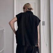 Wジップスウェードvest/ブラック