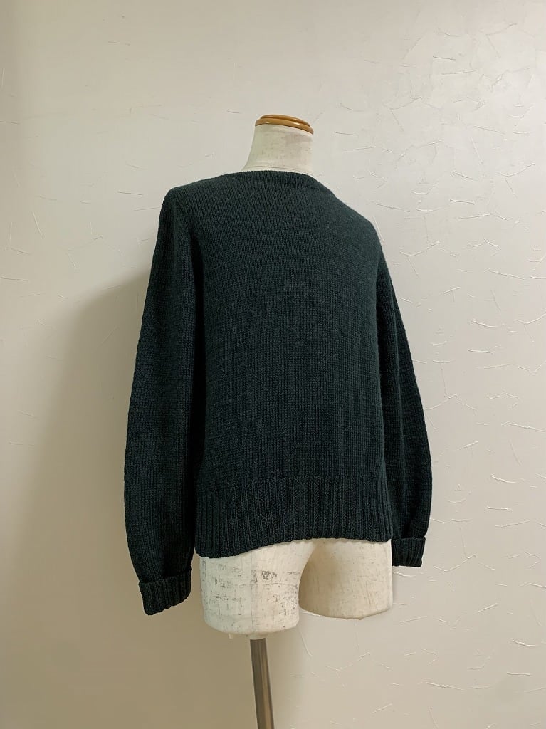 1950's Solid Color Boat Neck Lettered Sweater