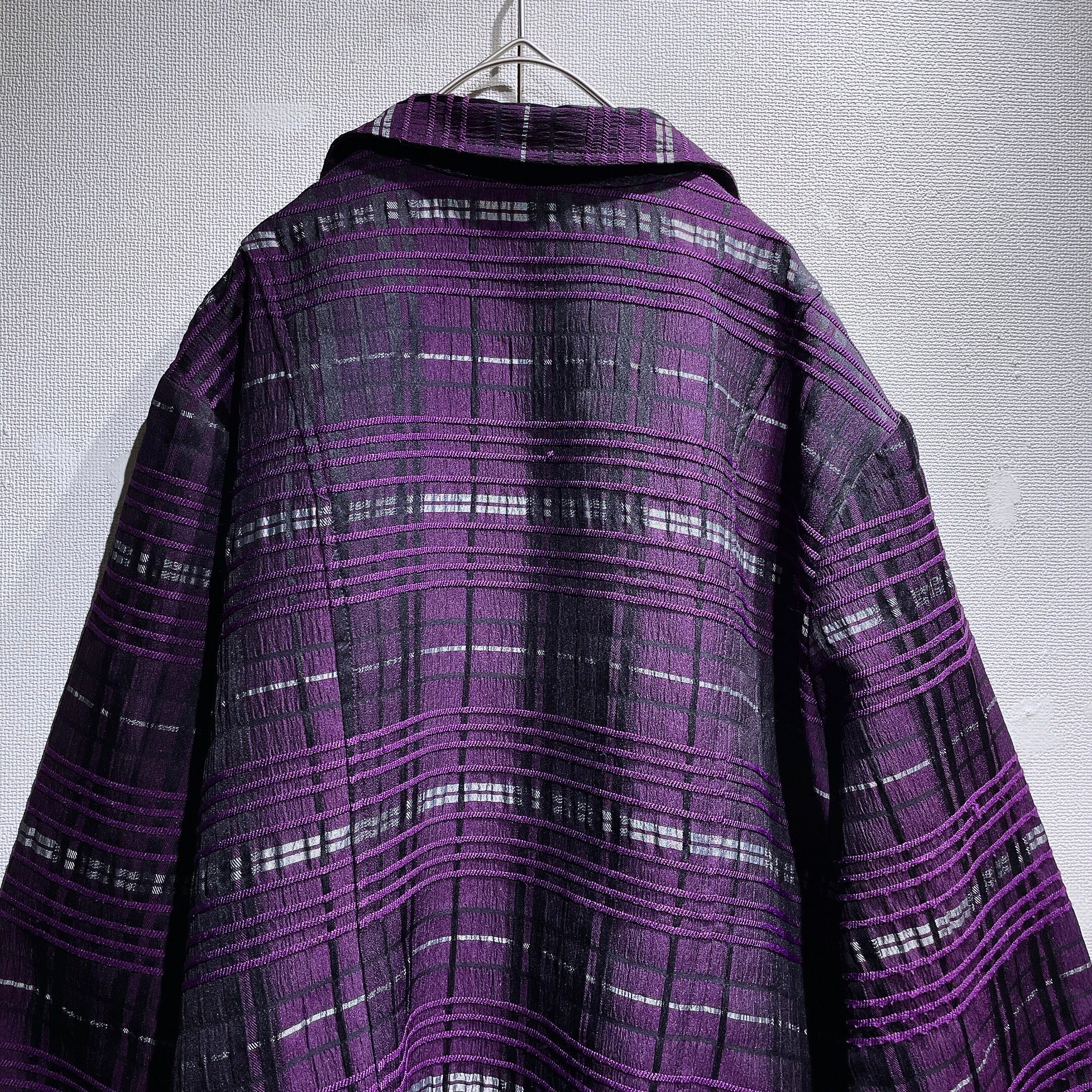 Bewitching Beautiful purple × solid embbossed Design full zip jacket