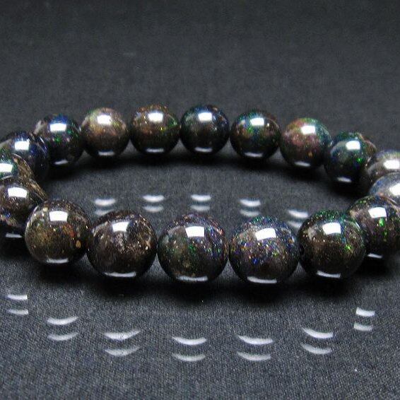 ブラックオパール ブレスレット 12mm 一点物 111-38001